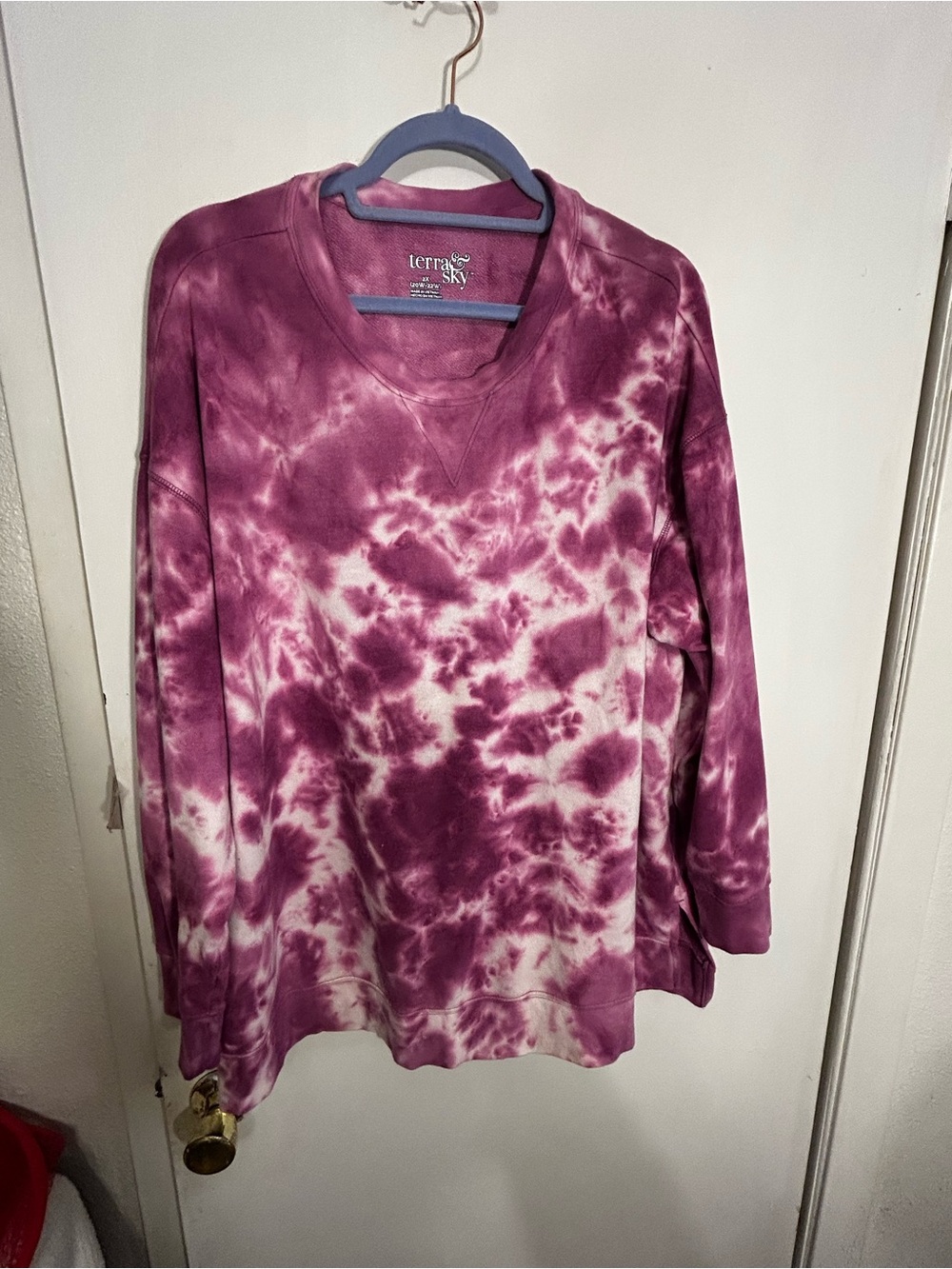 Terra & Sky Purple and White Tie-Dye Crewneck Sweatshirt